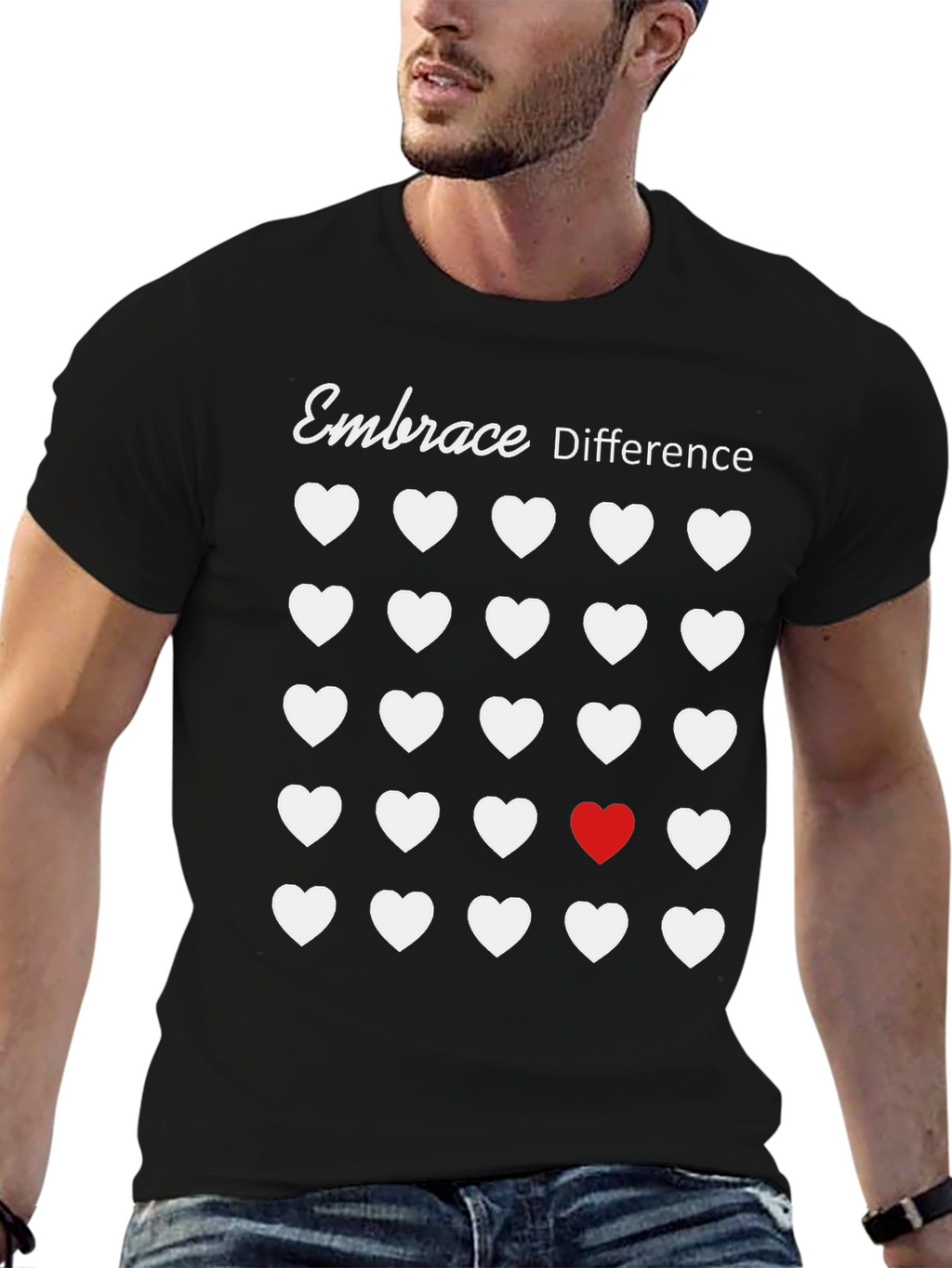 Embrace Difference T-Shirt - Unique Heart Design