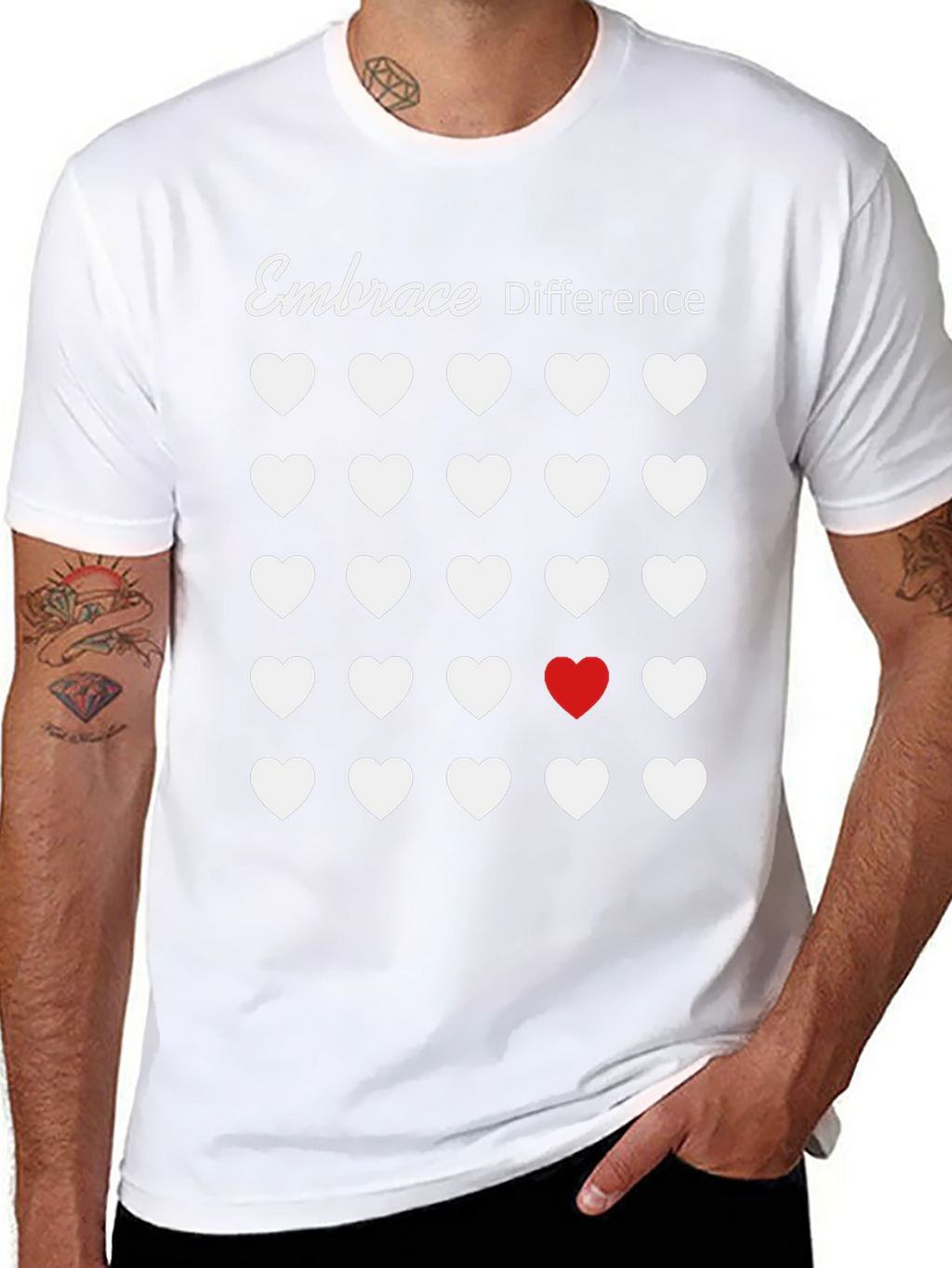 Embrace Difference T-Shirt - Unique Heart Design