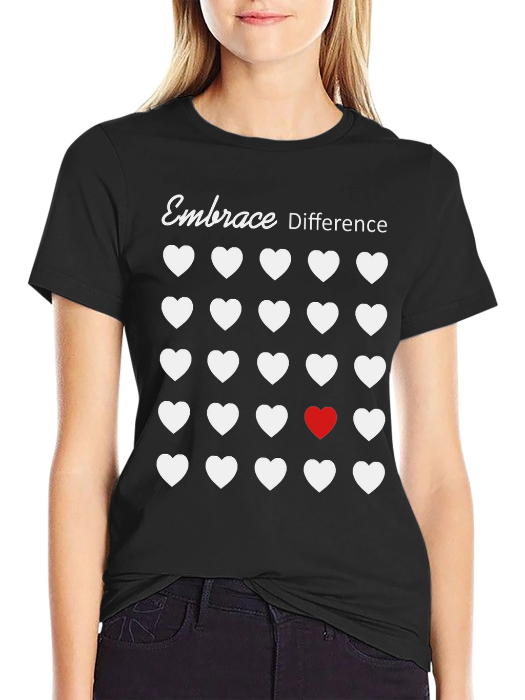 Embrace Difference T-Shirt - Unique Heart Design