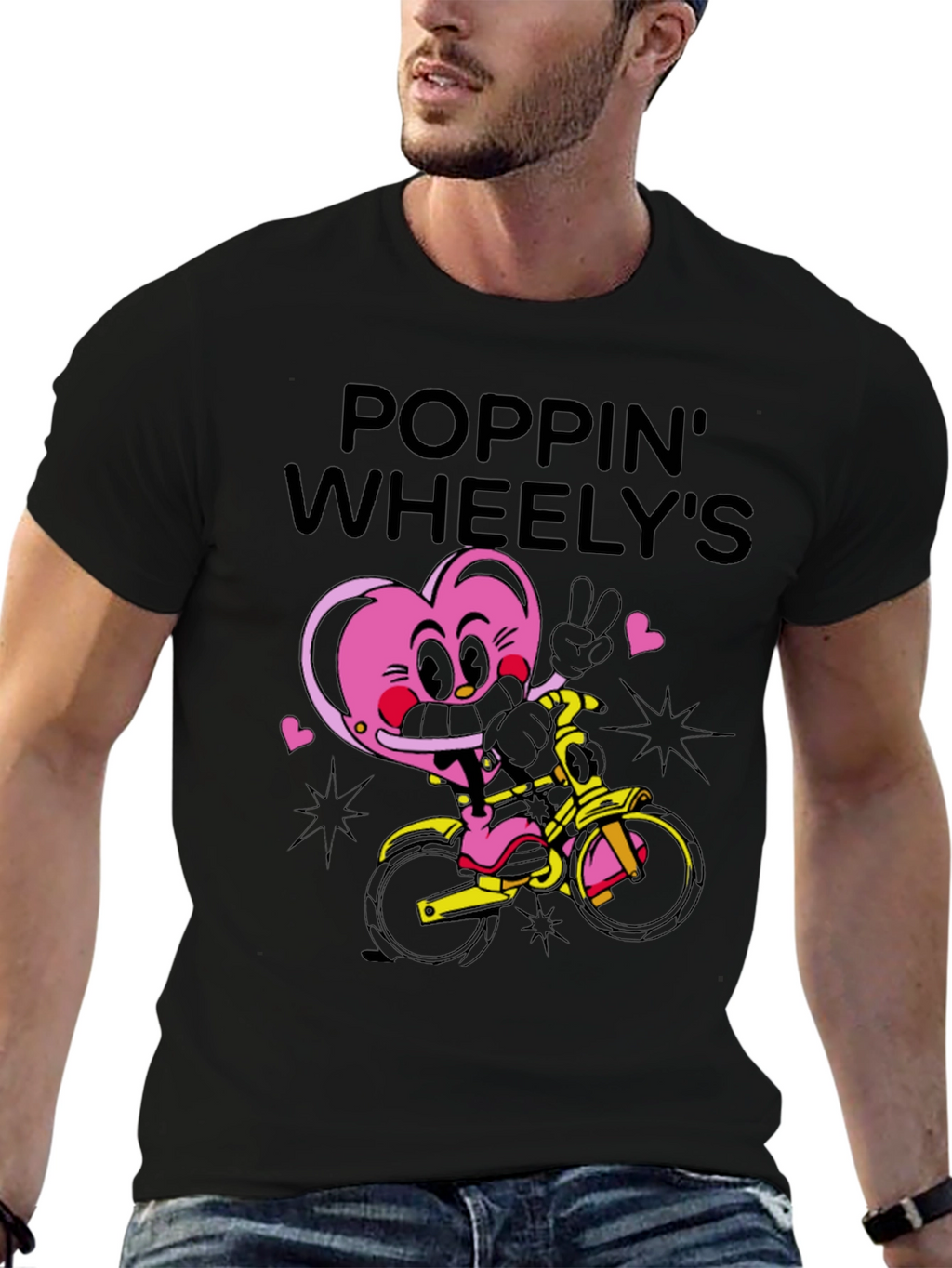 Poppin Wheelys Graphic Tee - Black Cotton