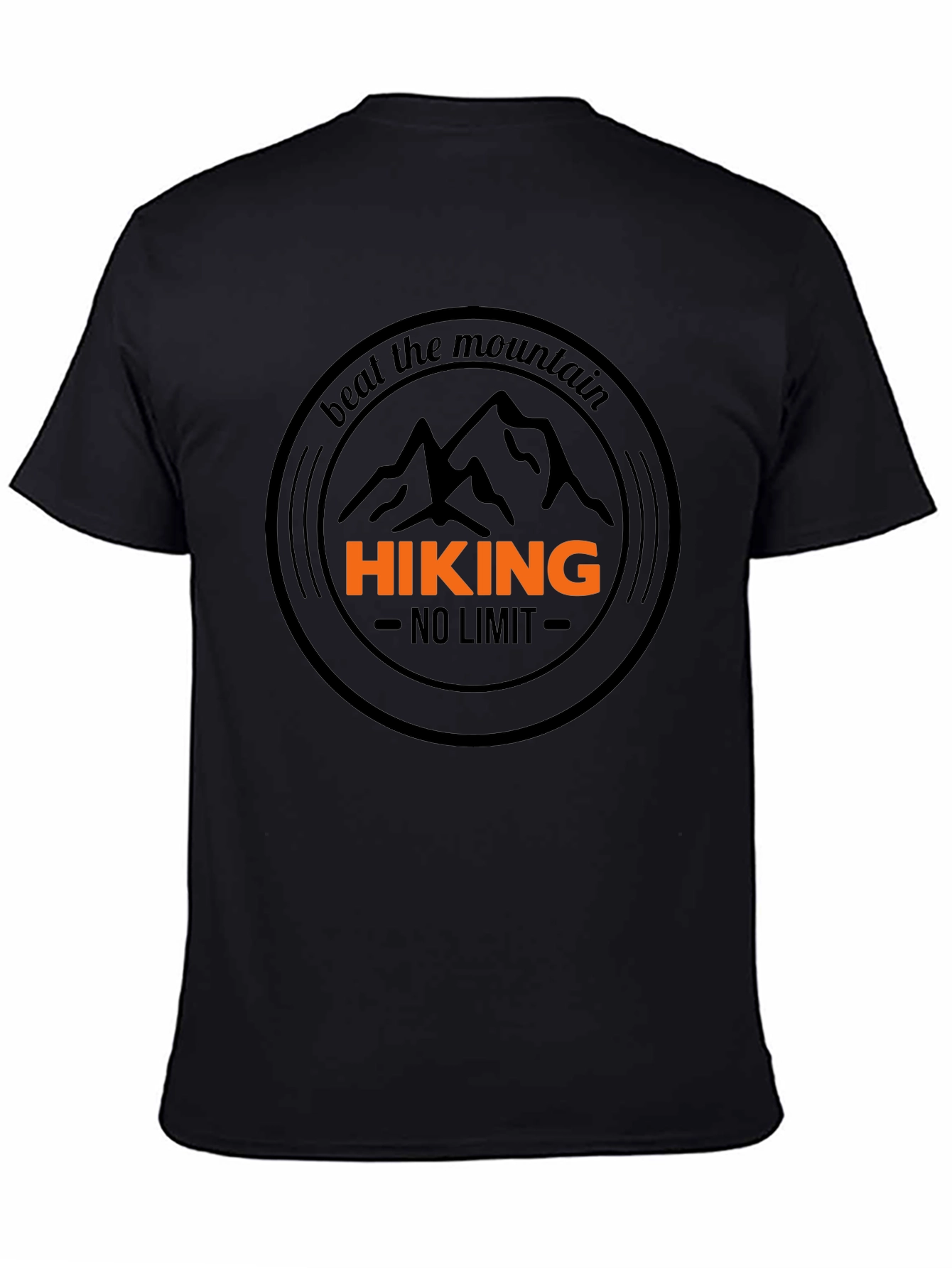 Hiking T-Shirt - Beat The Mountain - Black Cotton Tee