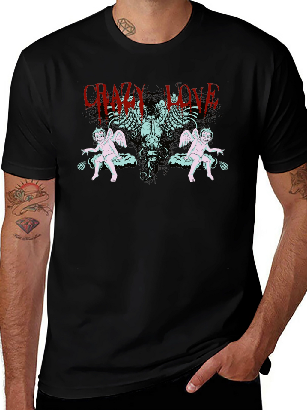 Crazy Love Graphic Tee - Skull & Cherubs