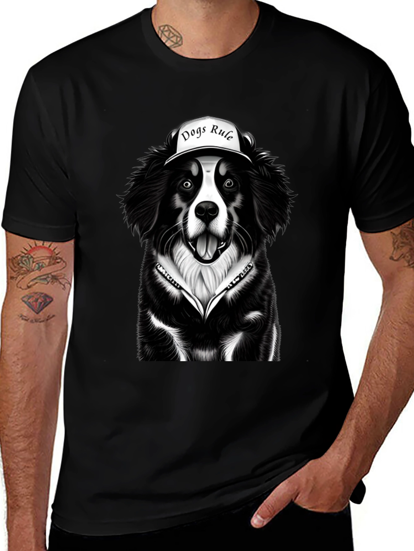 Dogs Rule Graphic Tee - Black Dog Lover T-Shirt