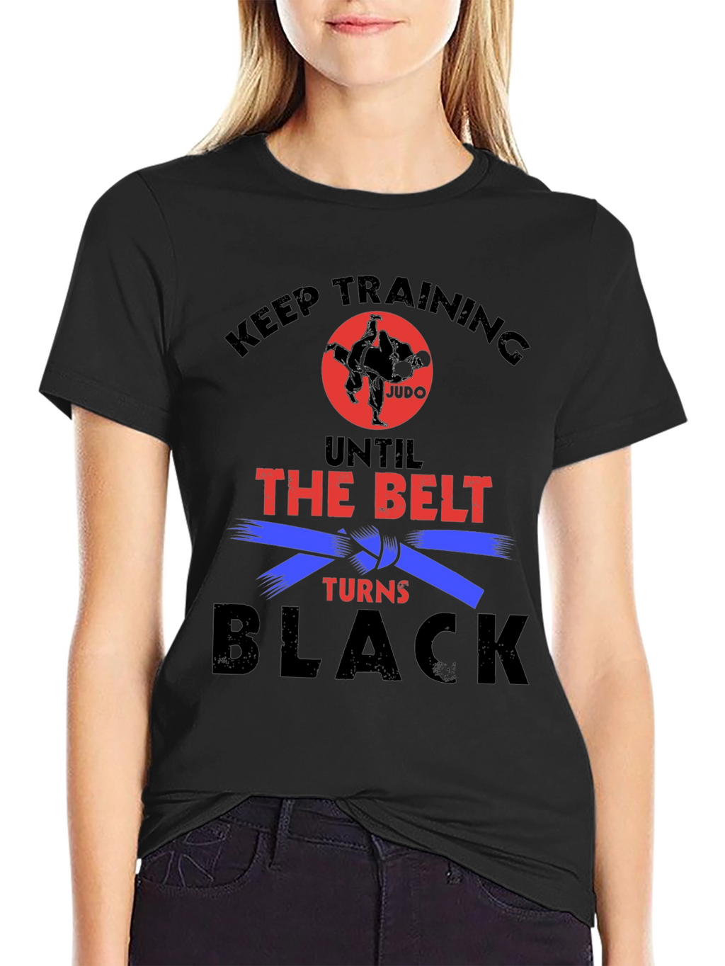 Keep Training Until Black Belt Judo Graphic Tee