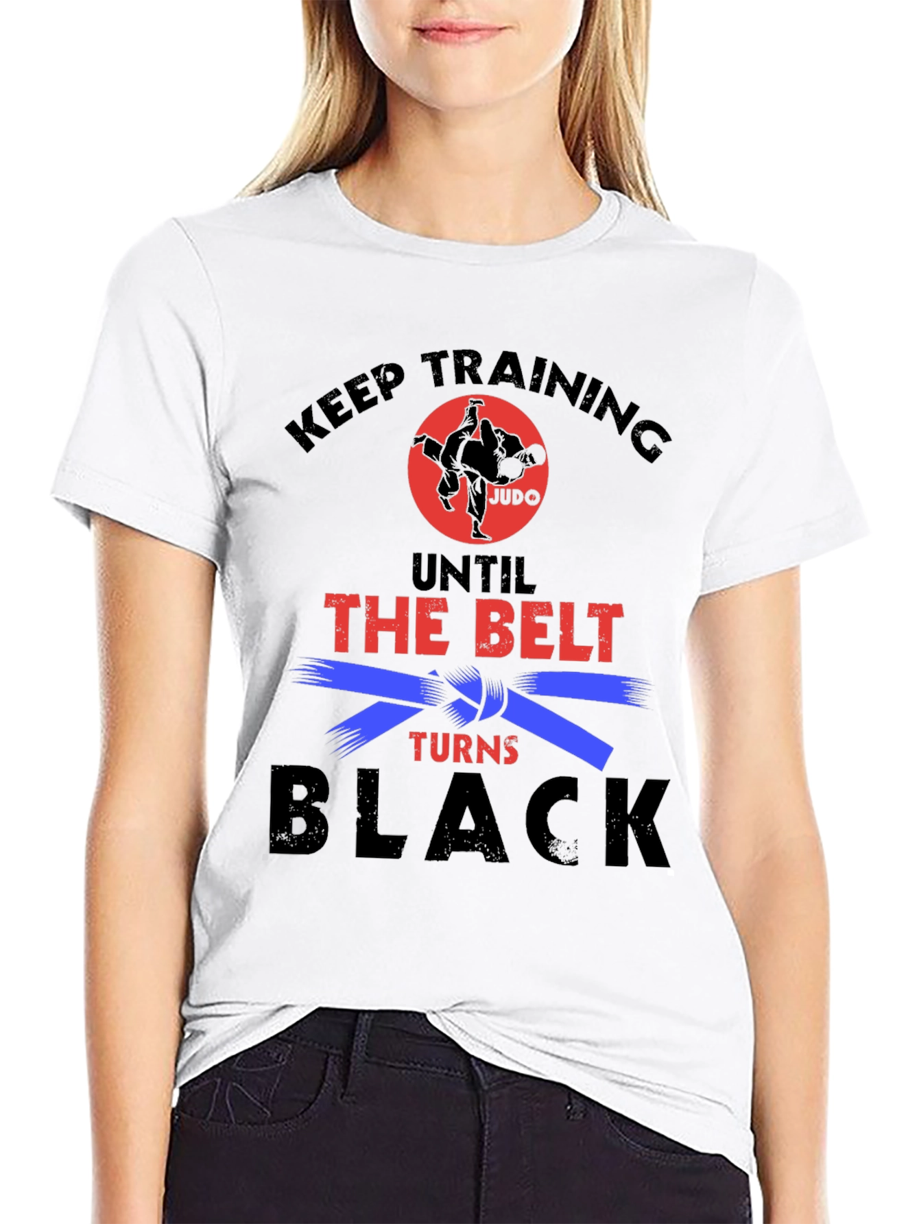 Keep Training Until Black Belt Judo Graphic Tee