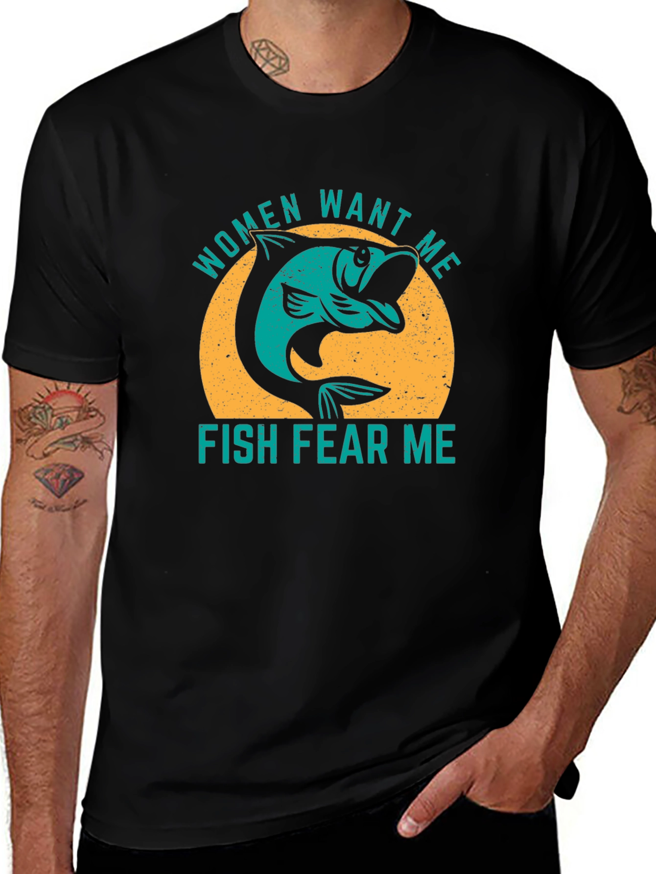 Women Want Me Fish Fear Me Graphic T-Shirt