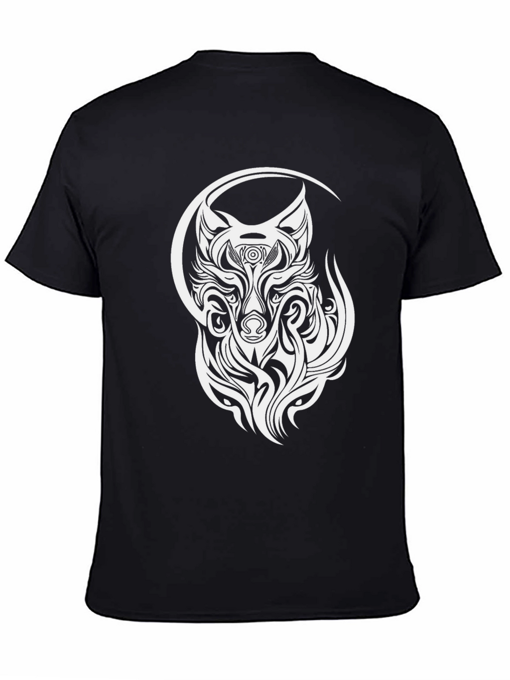 Wolf Tribal Design T-Shirt - Black