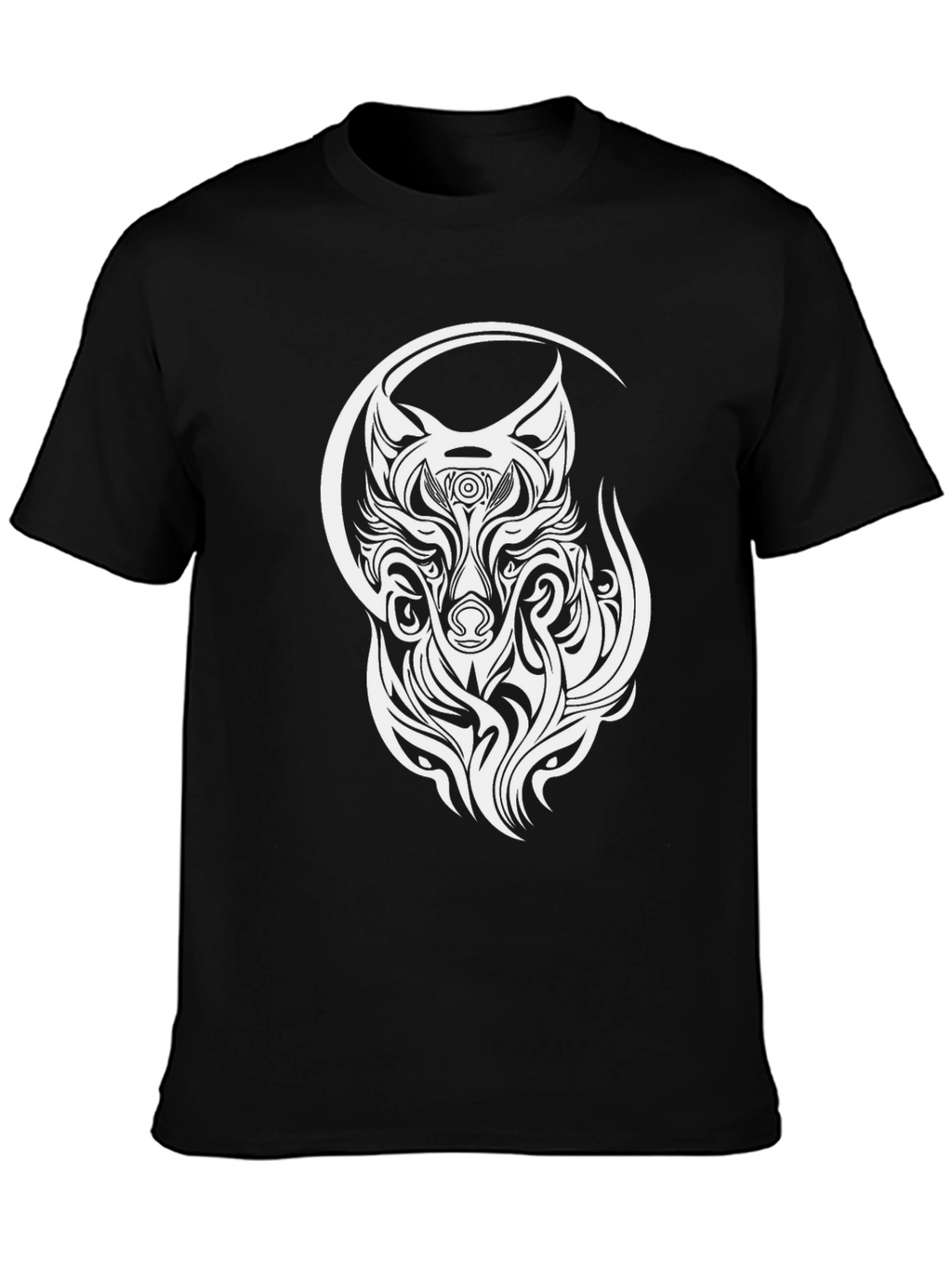 Wolf Tribal Design T-Shirt - Black