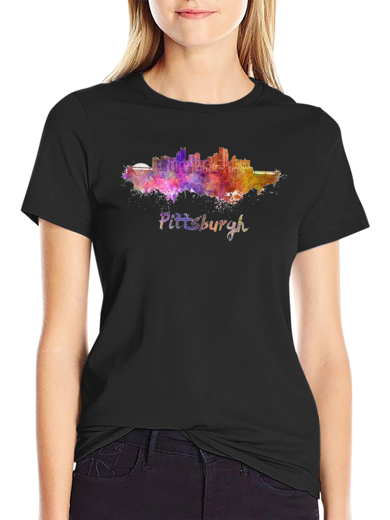 Pittsburgh Skyline Watercolor Mens T-Shirt