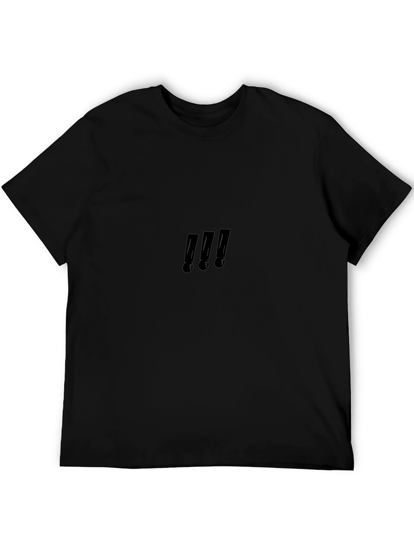 Sleek Black T-Shirt with Subtle Exclamation Mark Design