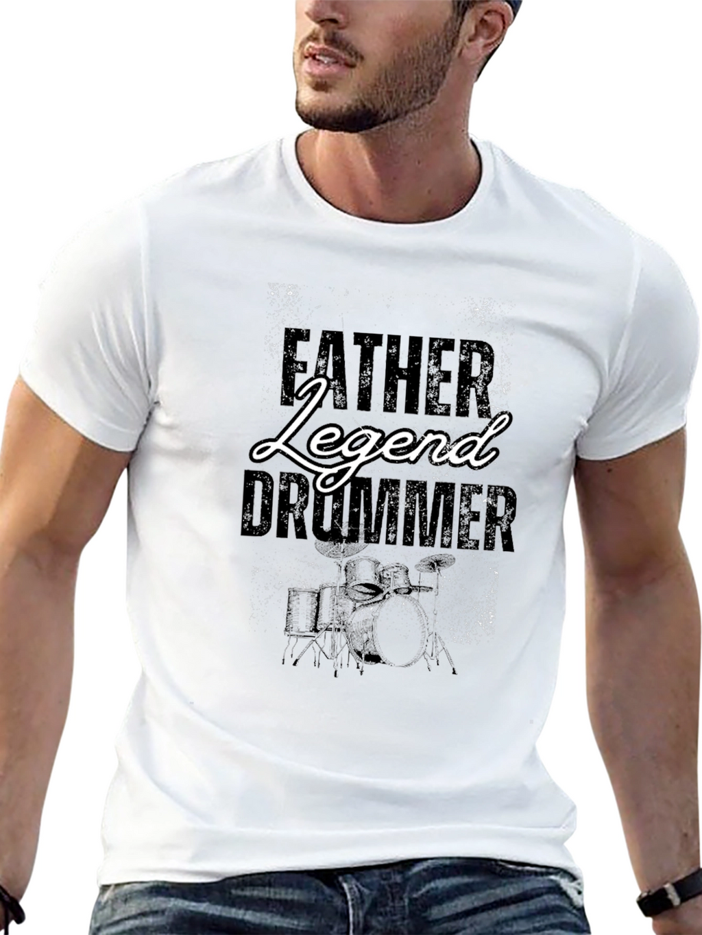 Father Legend Drummer Black T-Shirt