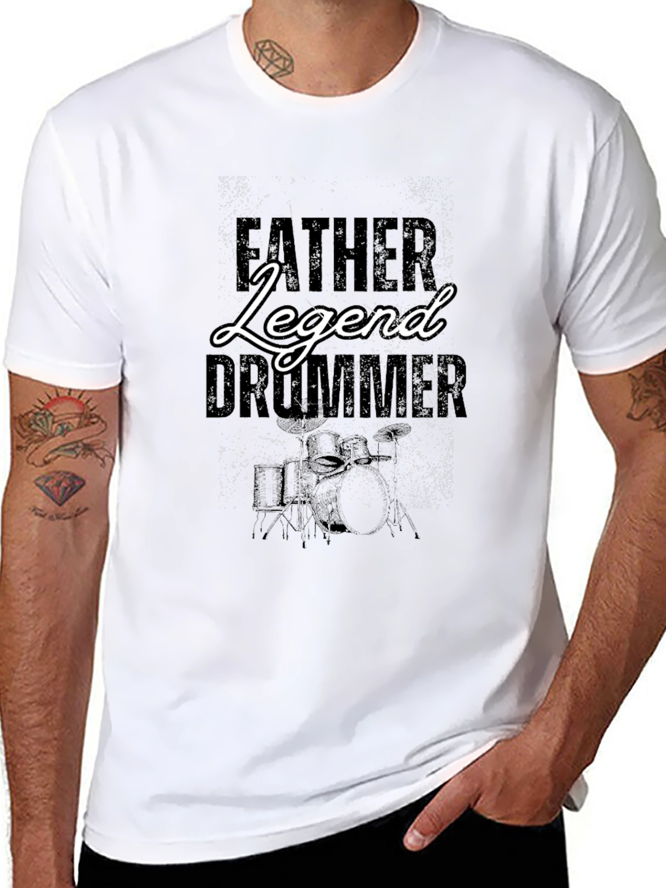Father Legend Drummer Black T-Shirt
