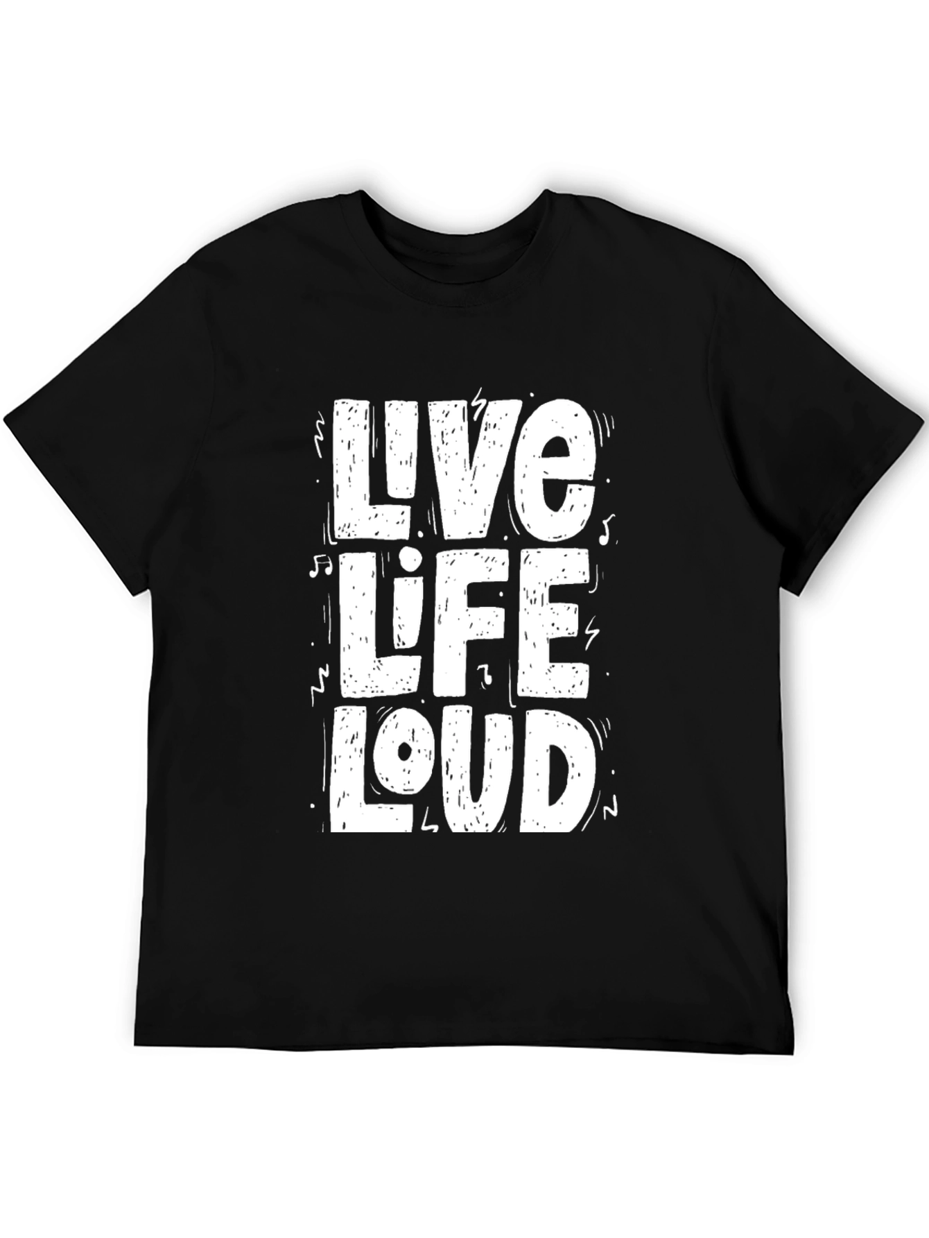 Live Life Loud Graphic Tee - Black Cotton T-Shirt