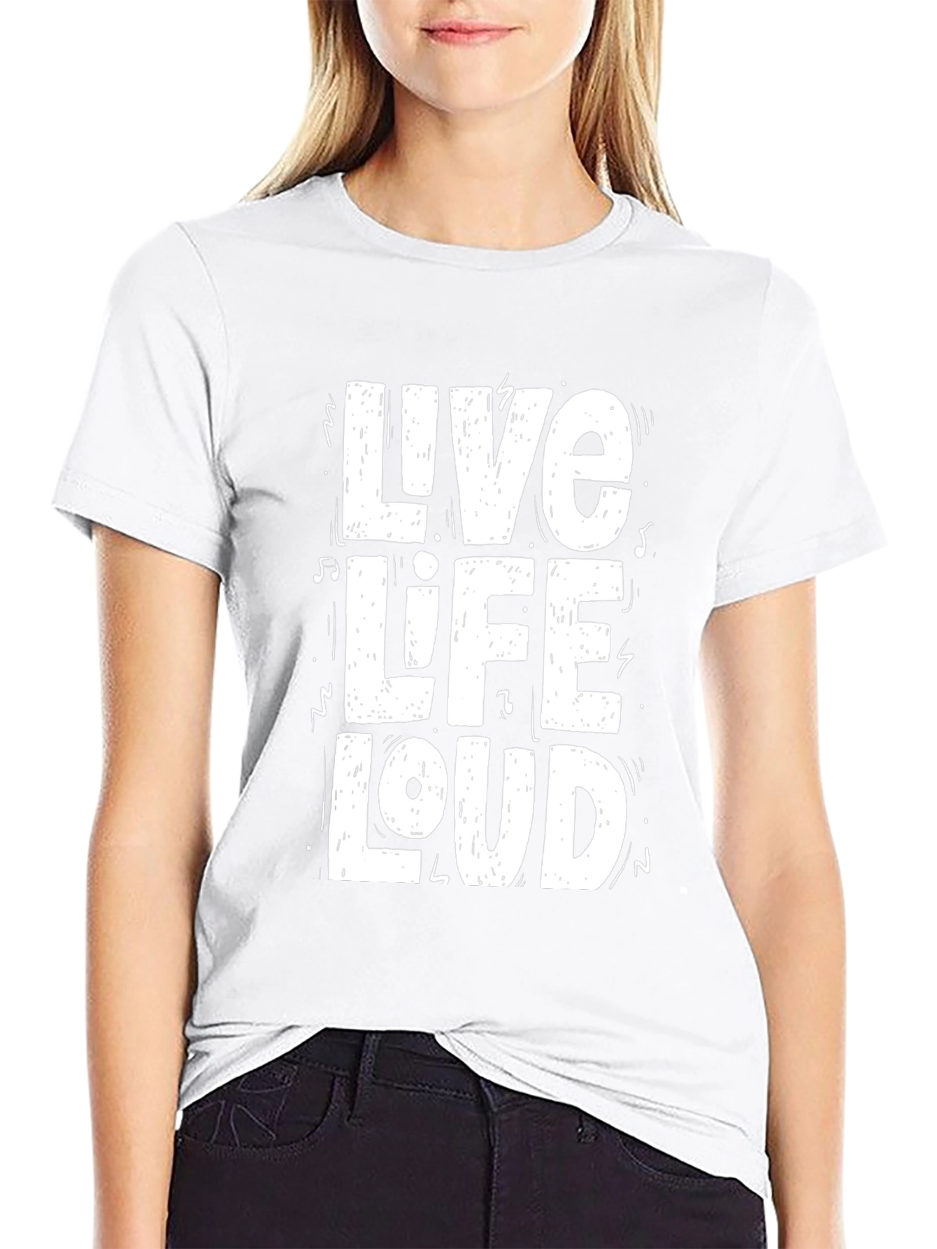 Live Life Loud Graphic Tee - Black Cotton T-Shirt