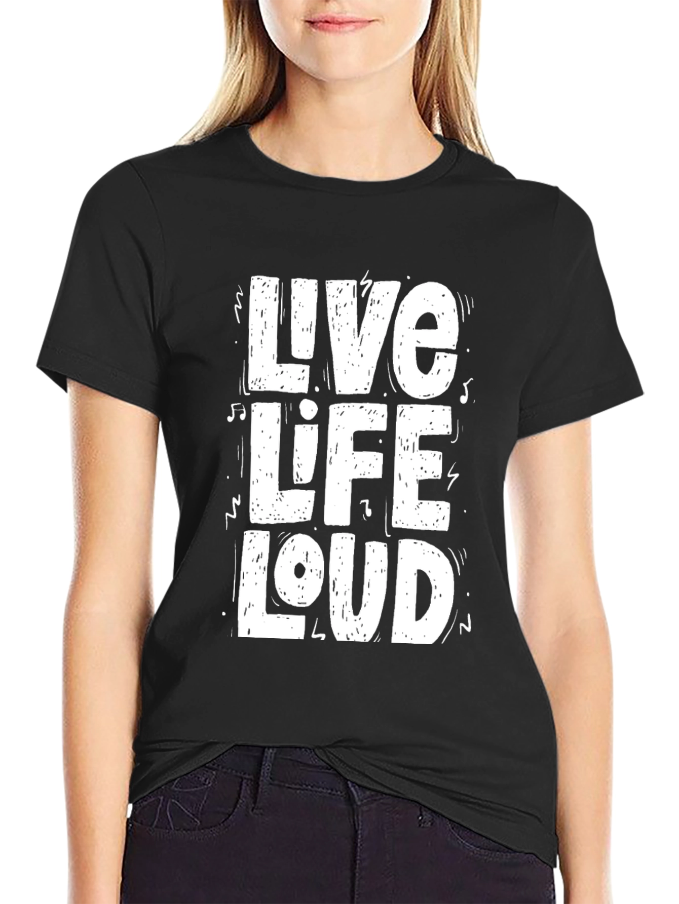 Live Life Loud Graphic Tee - Black Cotton T-Shirt