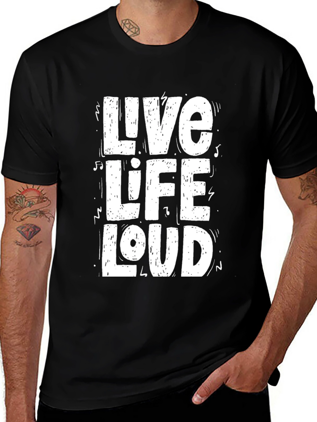 Live Life Loud Graphic Tee - Black Cotton T-Shirt
