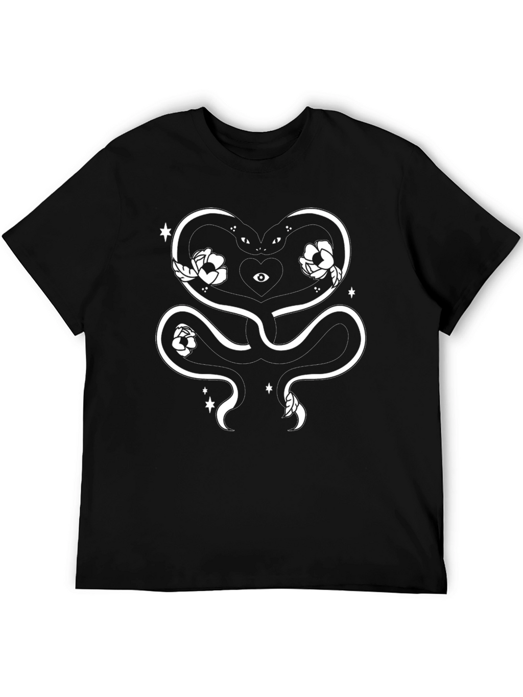 Snake Heart Graphic Tee - Black Cotton