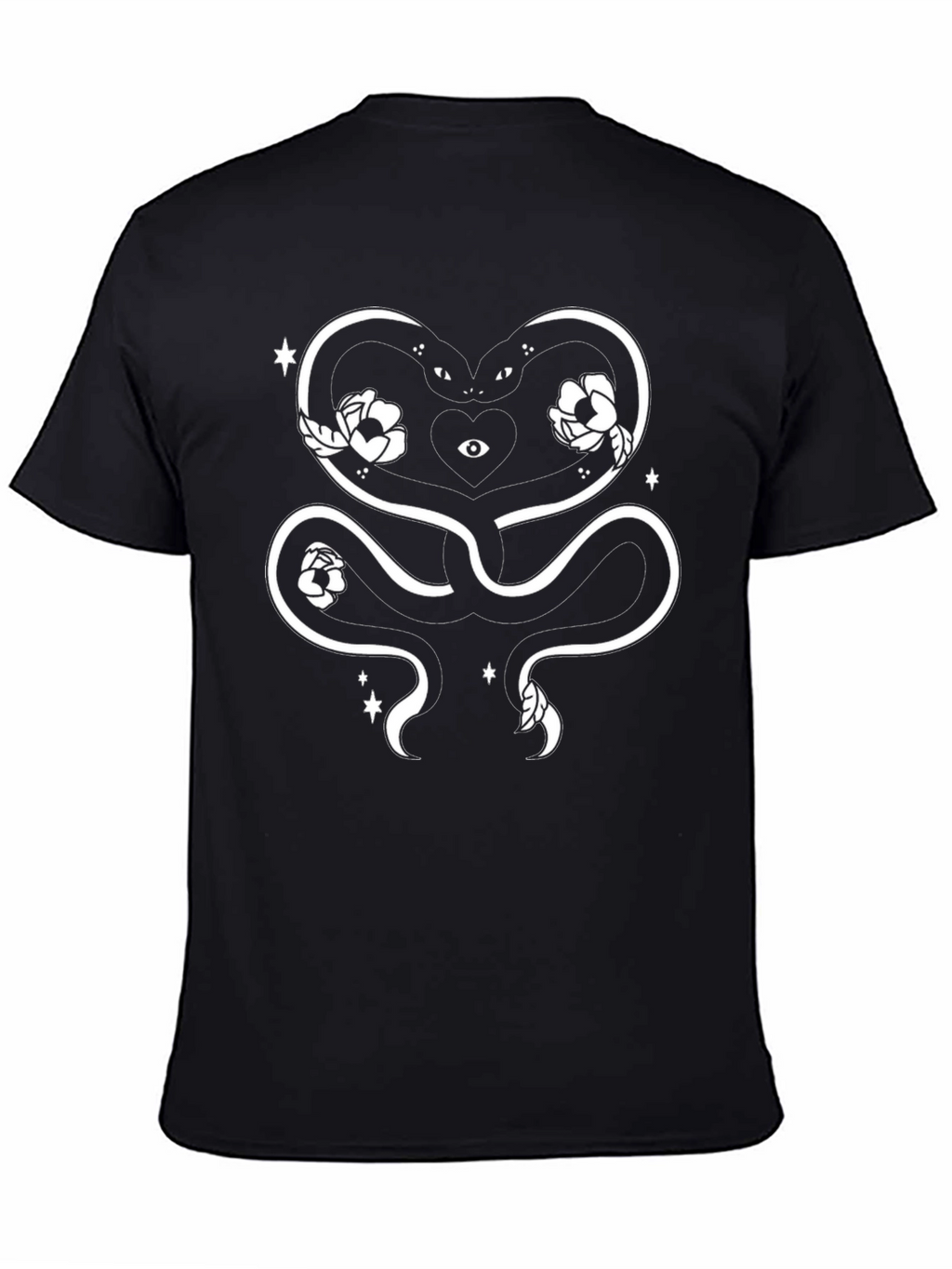Snake Heart Graphic Tee - Black Cotton