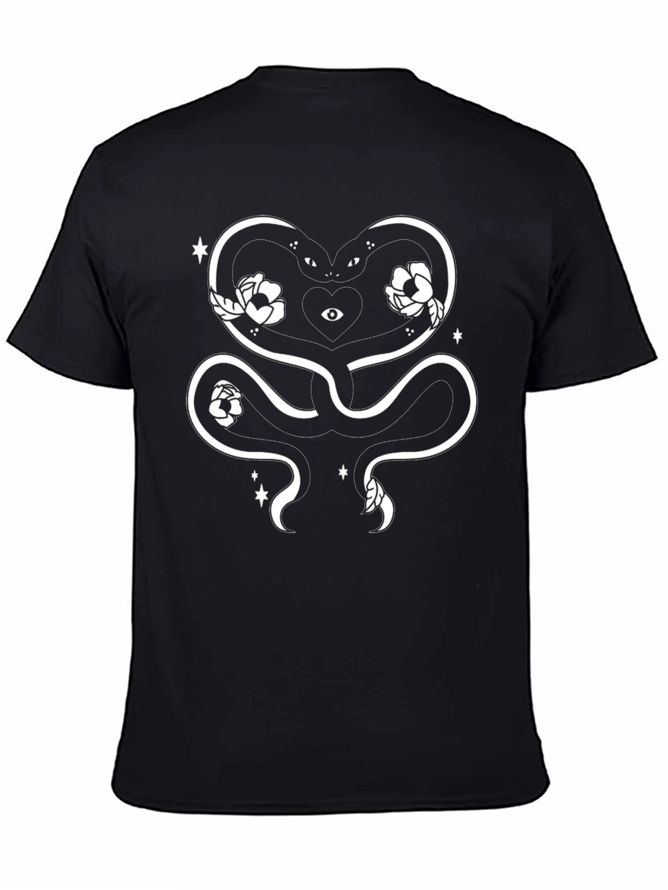 Snake Heart Graphic Tee - Black Cotton