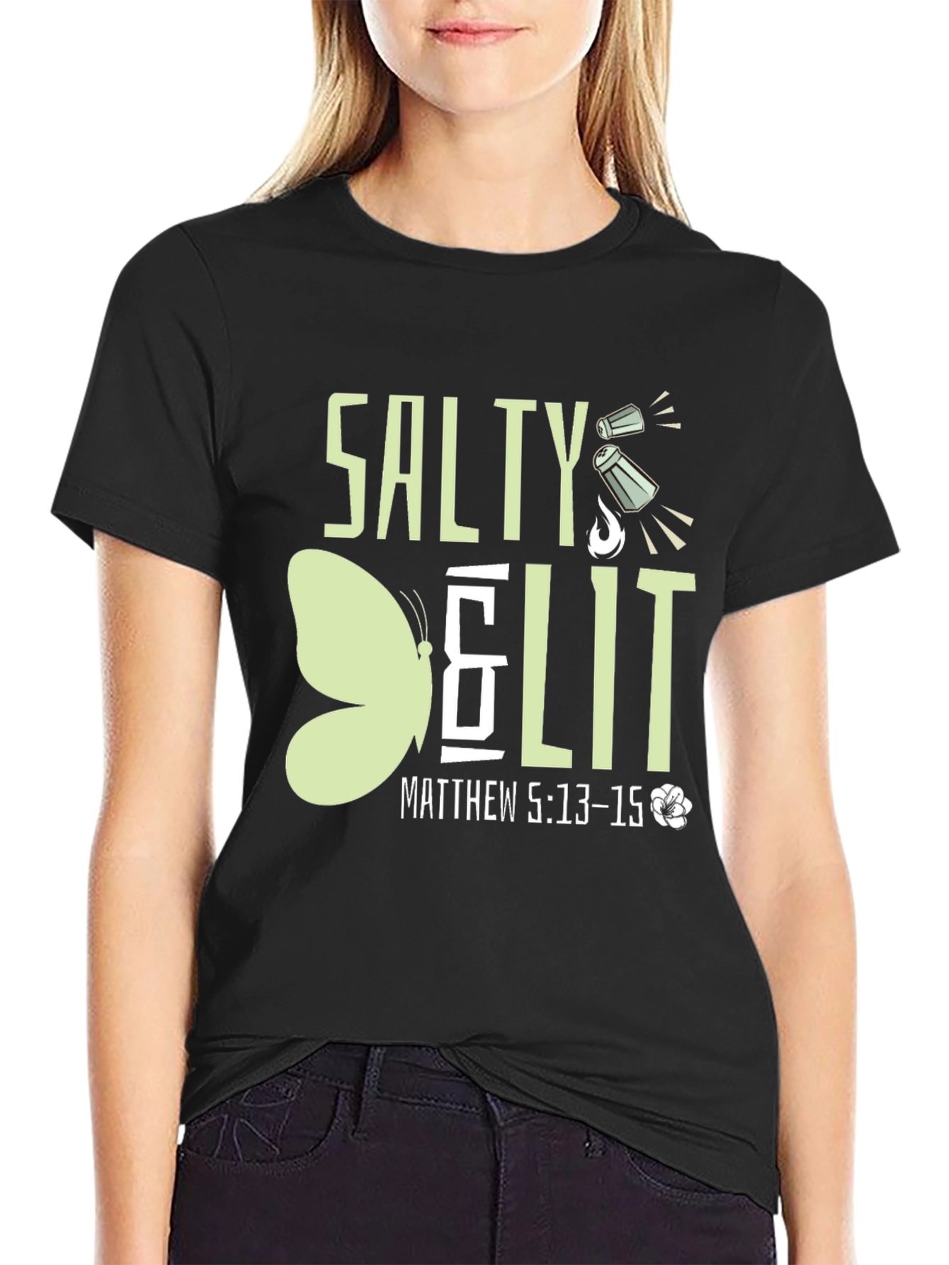 Salty & Lit T-Shirt - Matthew 5:13-15 Black Tee