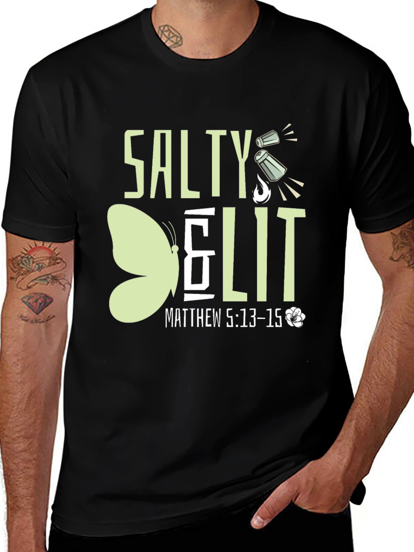 Salty & Lit T-Shirt - Matthew 5:13-15 Black Tee