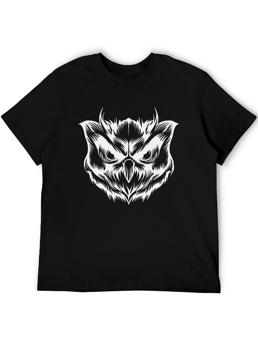 Mens Black T-Shirt with Owl Graphic