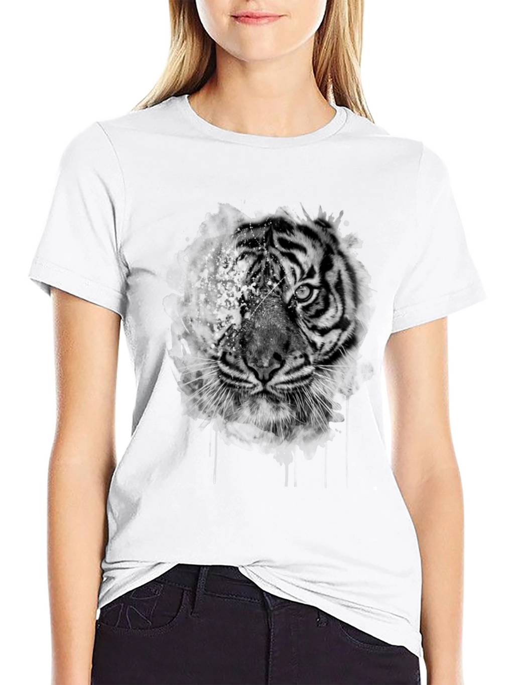 Tiger Graphic Print Black T-Shirt