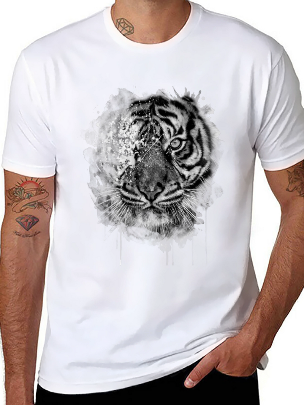 Tiger Graphic Print Black T-Shirt