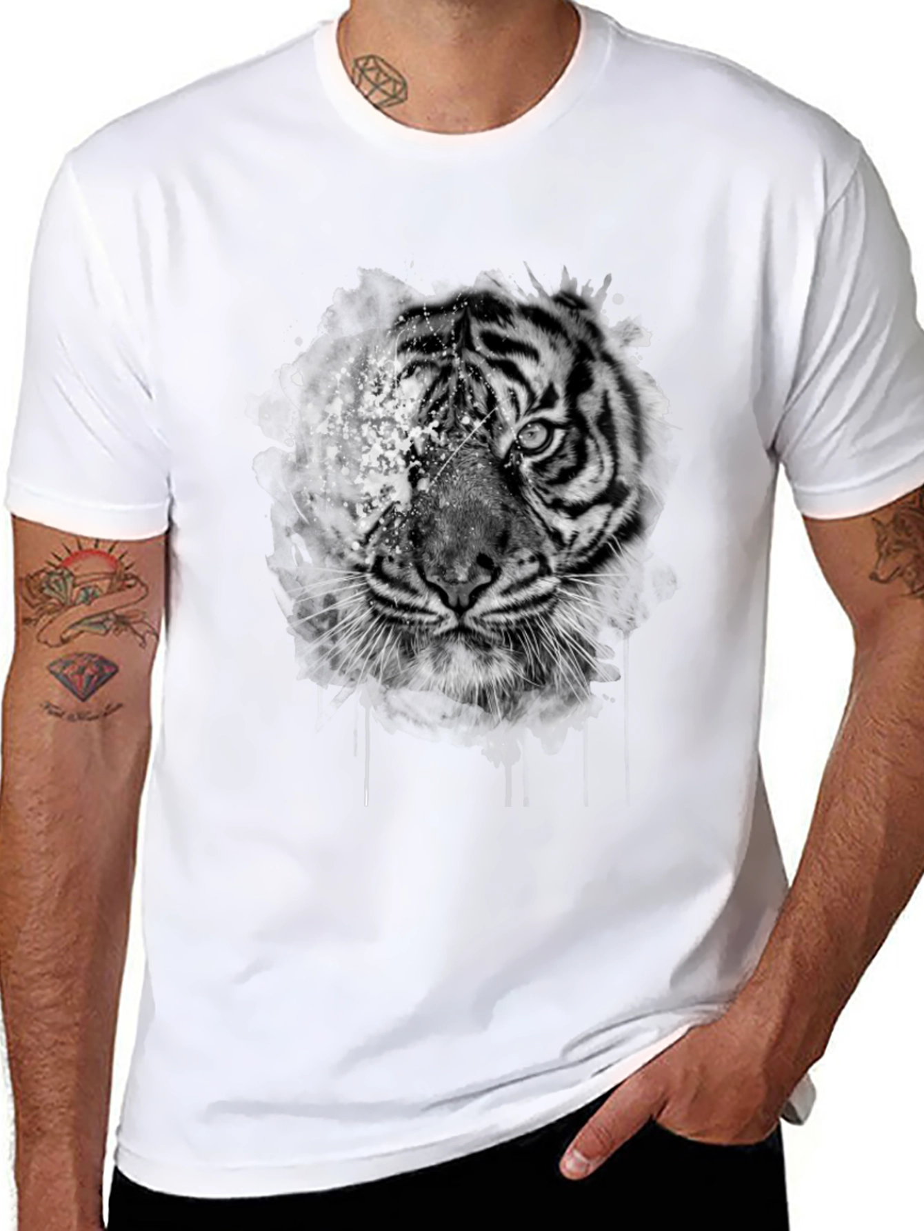 Tiger Graphic Print Black T-Shirt