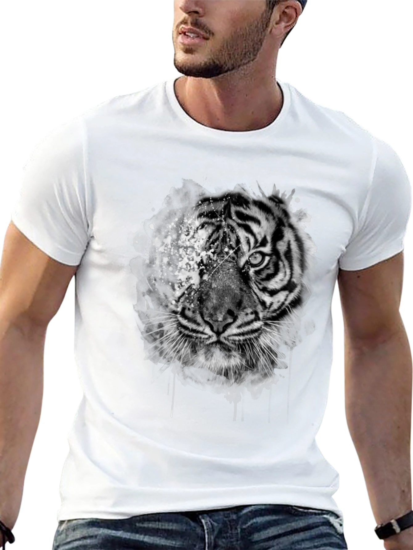 Tiger Graphic Print Black T-Shirt