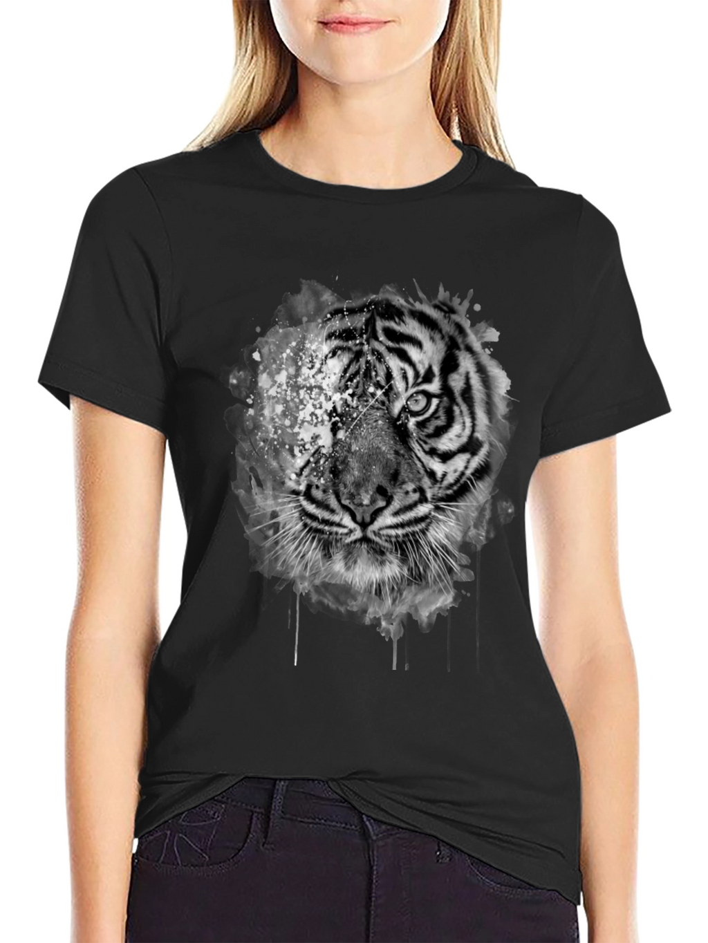 Tiger Graphic Print Black T-Shirt