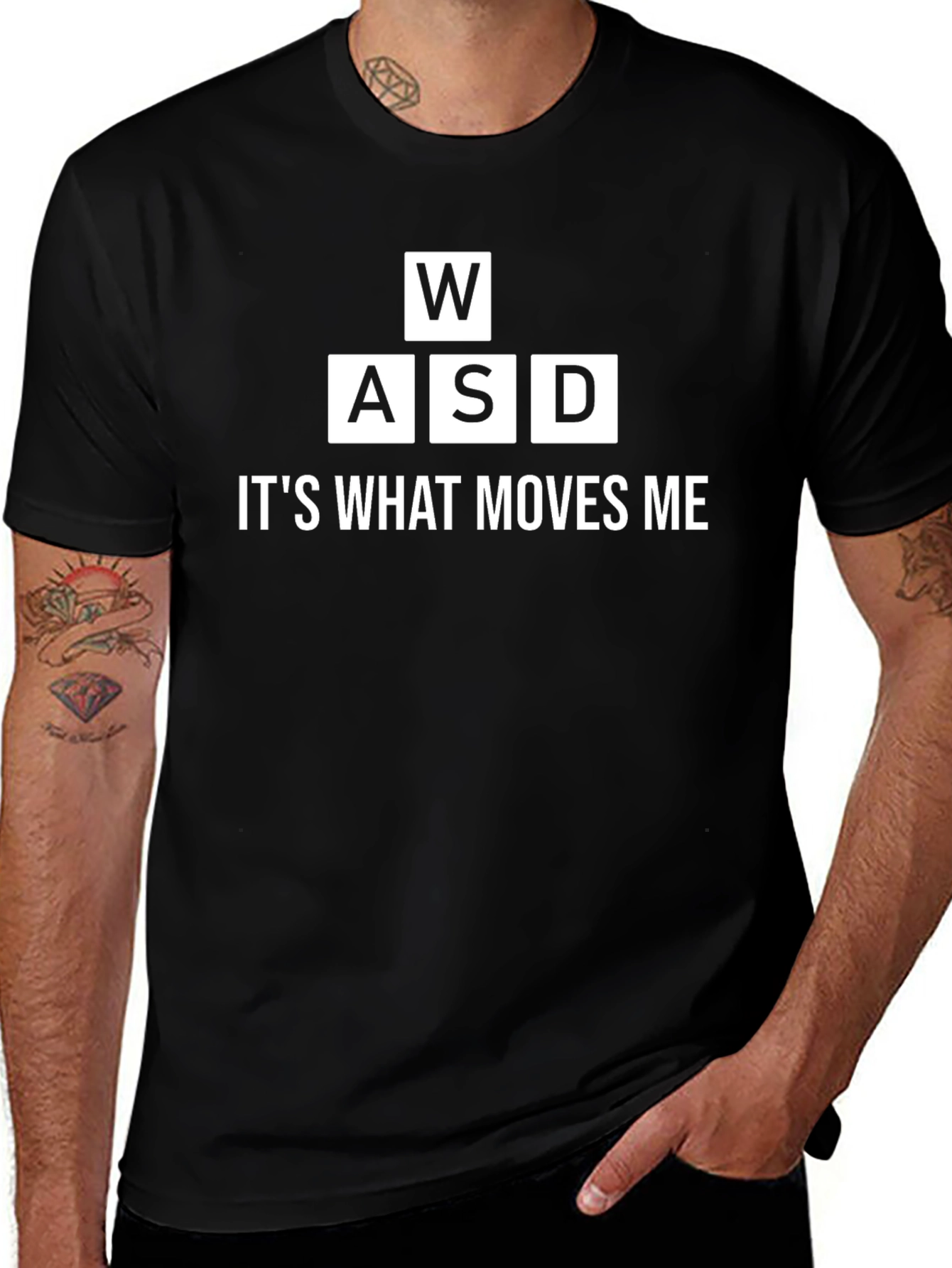 Gamer WASD Keys Black T-Shirt - Its What Moves Me