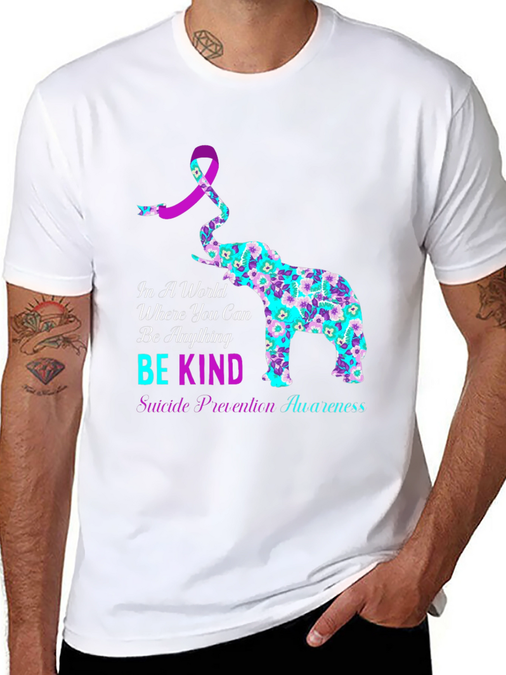 Be Kind Suicide Awareness Elephant Graphic Tee