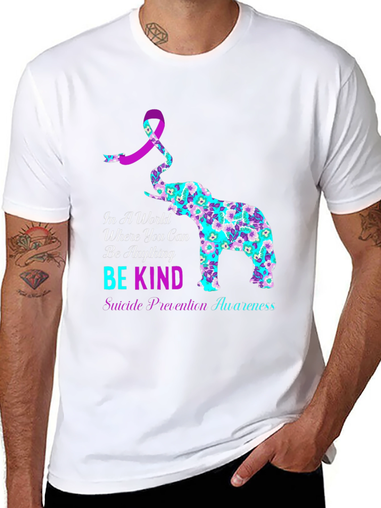 Be Kind Suicide Awareness Elephant Graphic Tee