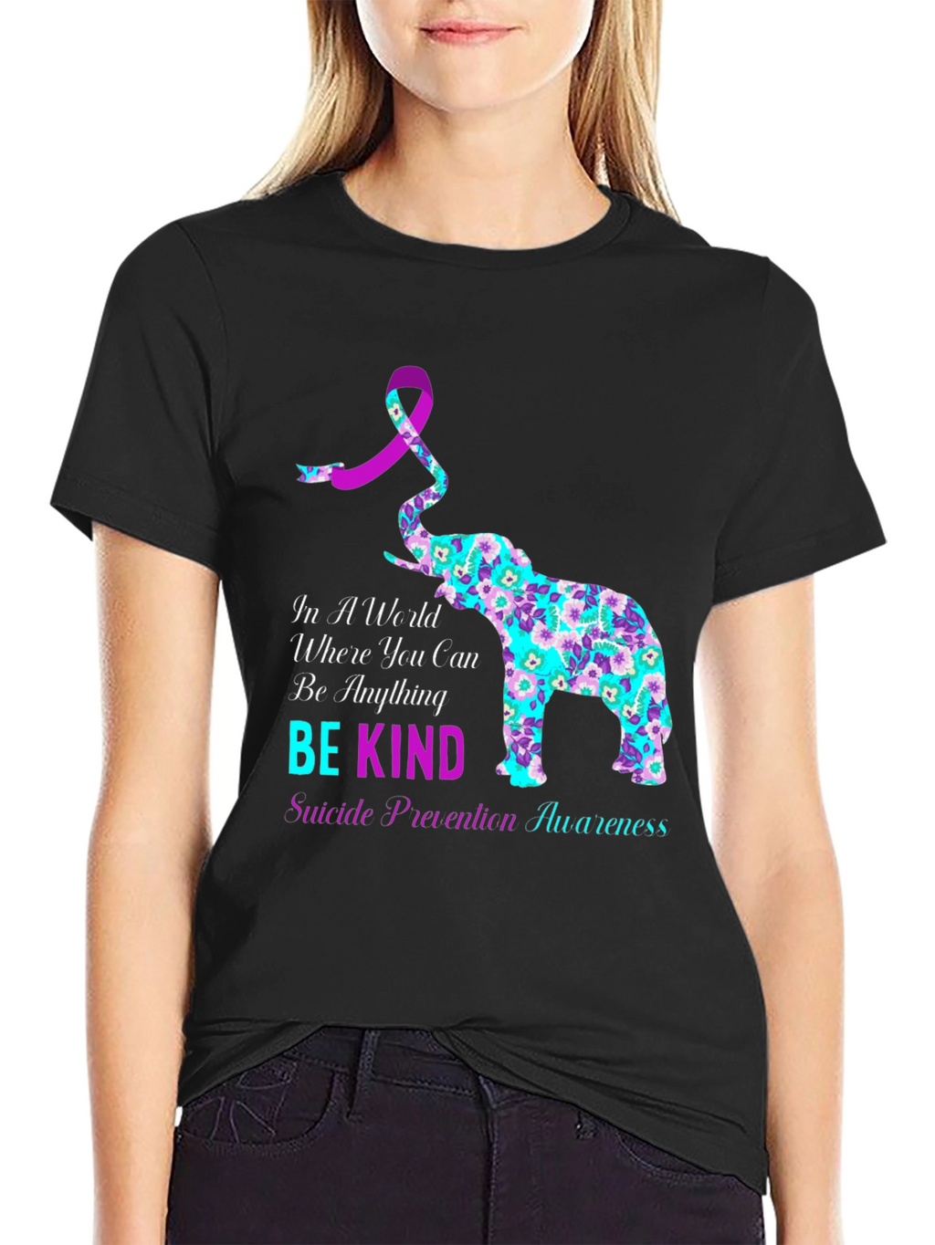 Be Kind Suicide Awareness Elephant Graphic Tee