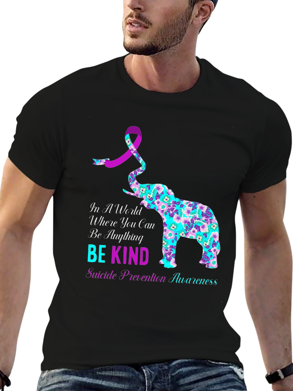 Be Kind Suicide Awareness Elephant Graphic Tee