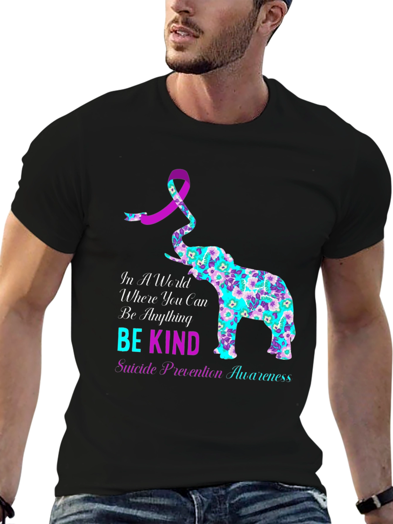 Be Kind Suicide Awareness Elephant Graphic Tee