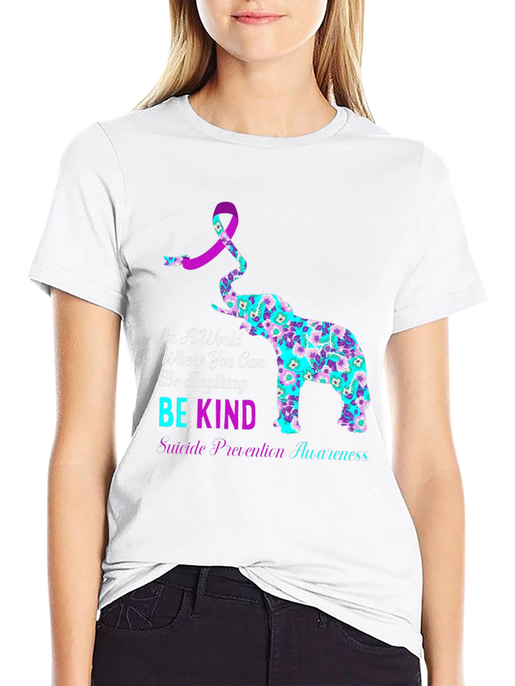 Be Kind Suicide Awareness Elephant Graphic Tee