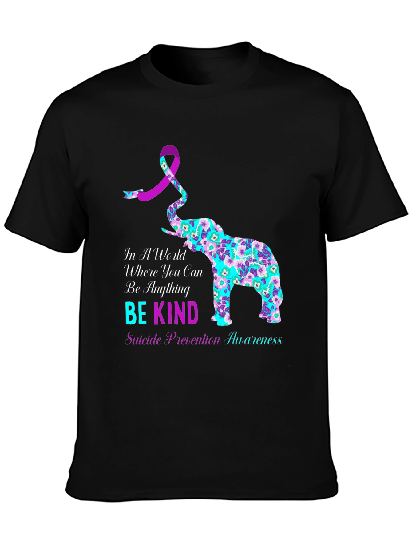 Be Kind Suicide Awareness Elephant Graphic Tee