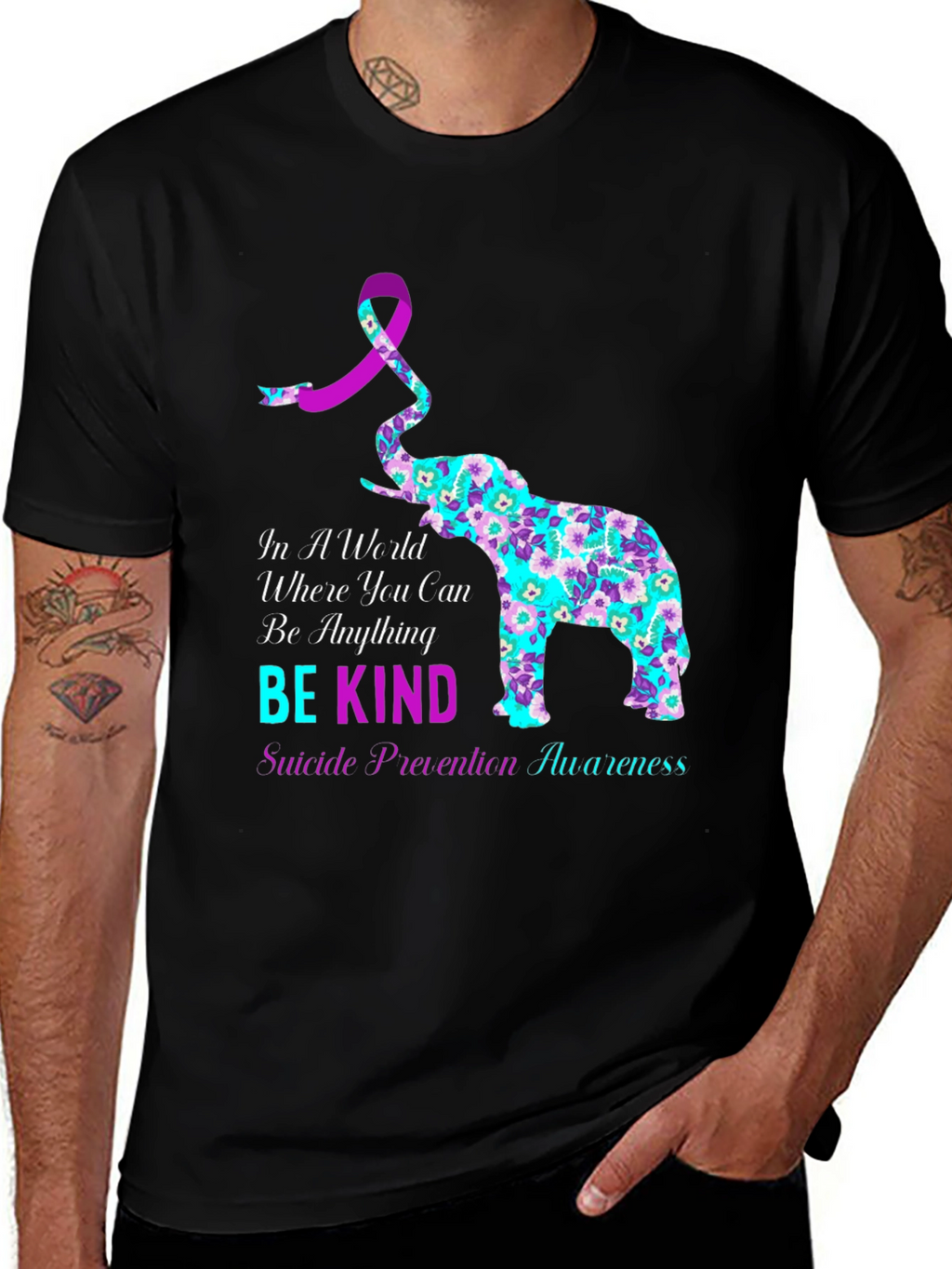 Be Kind Suicide Awareness Elephant Graphic Tee