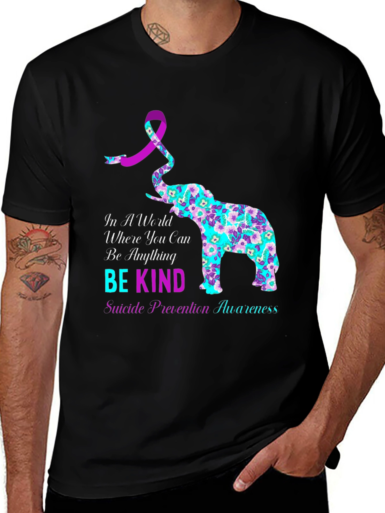 Be Kind Suicide Awareness Elephant Graphic Tee