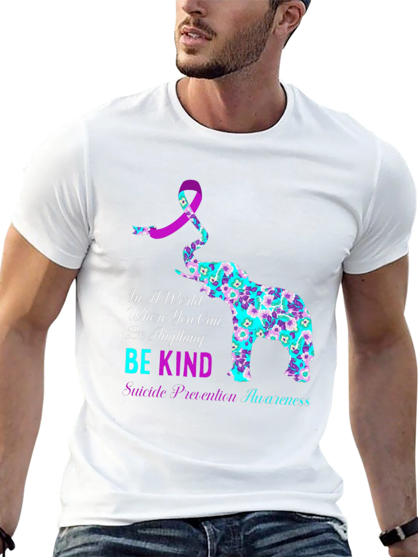 Be Kind Suicide Awareness Elephant Graphic Tee