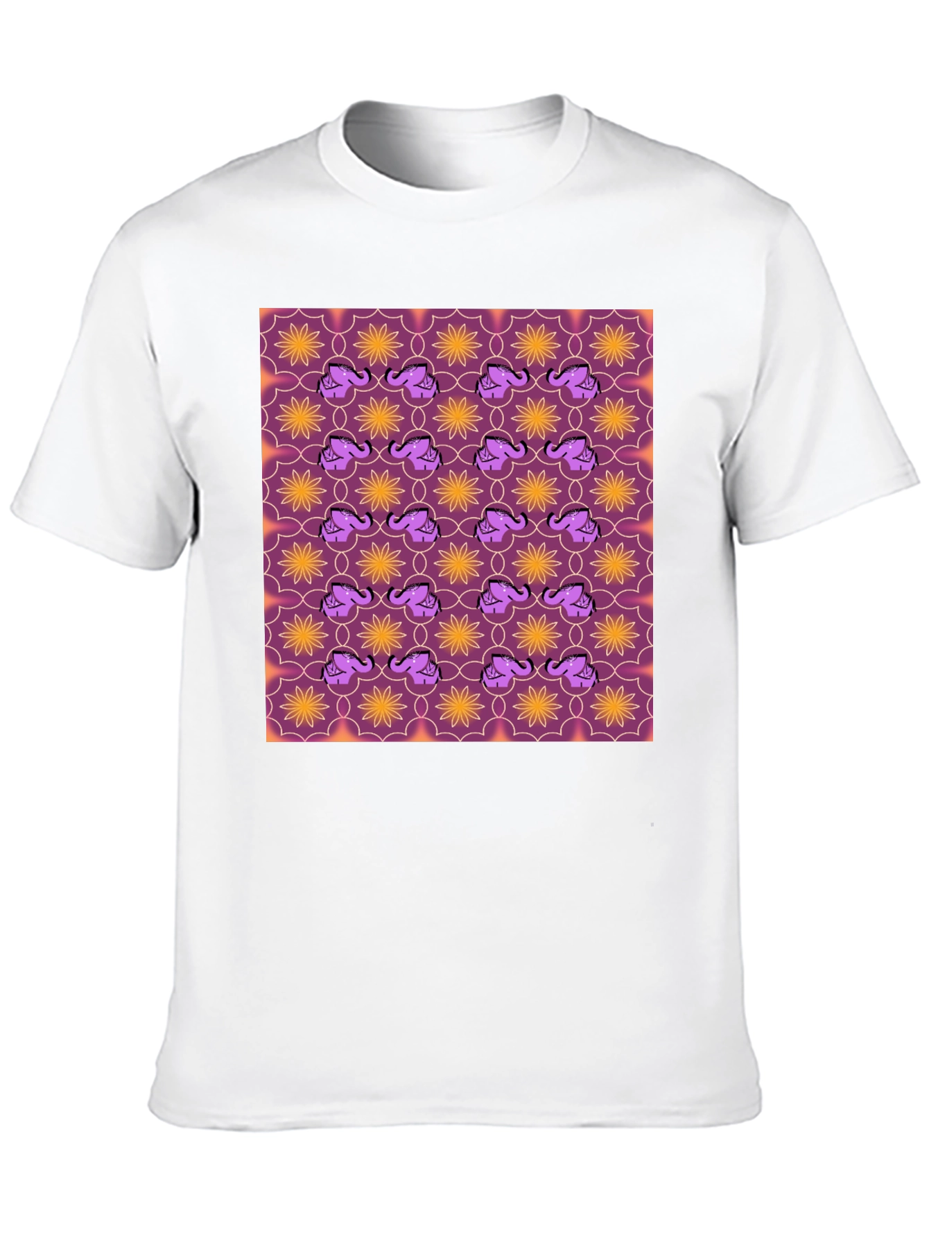 Elephant & Flower Pattern Graphic Tee