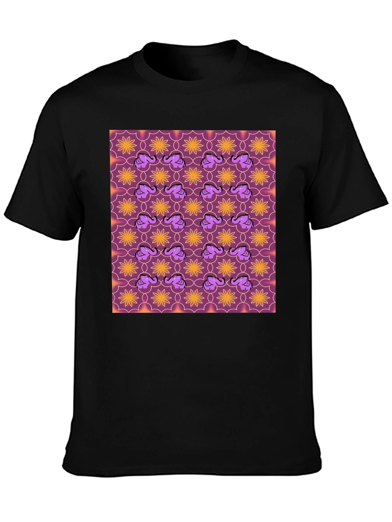 Elephant & Flower Pattern Graphic Tee