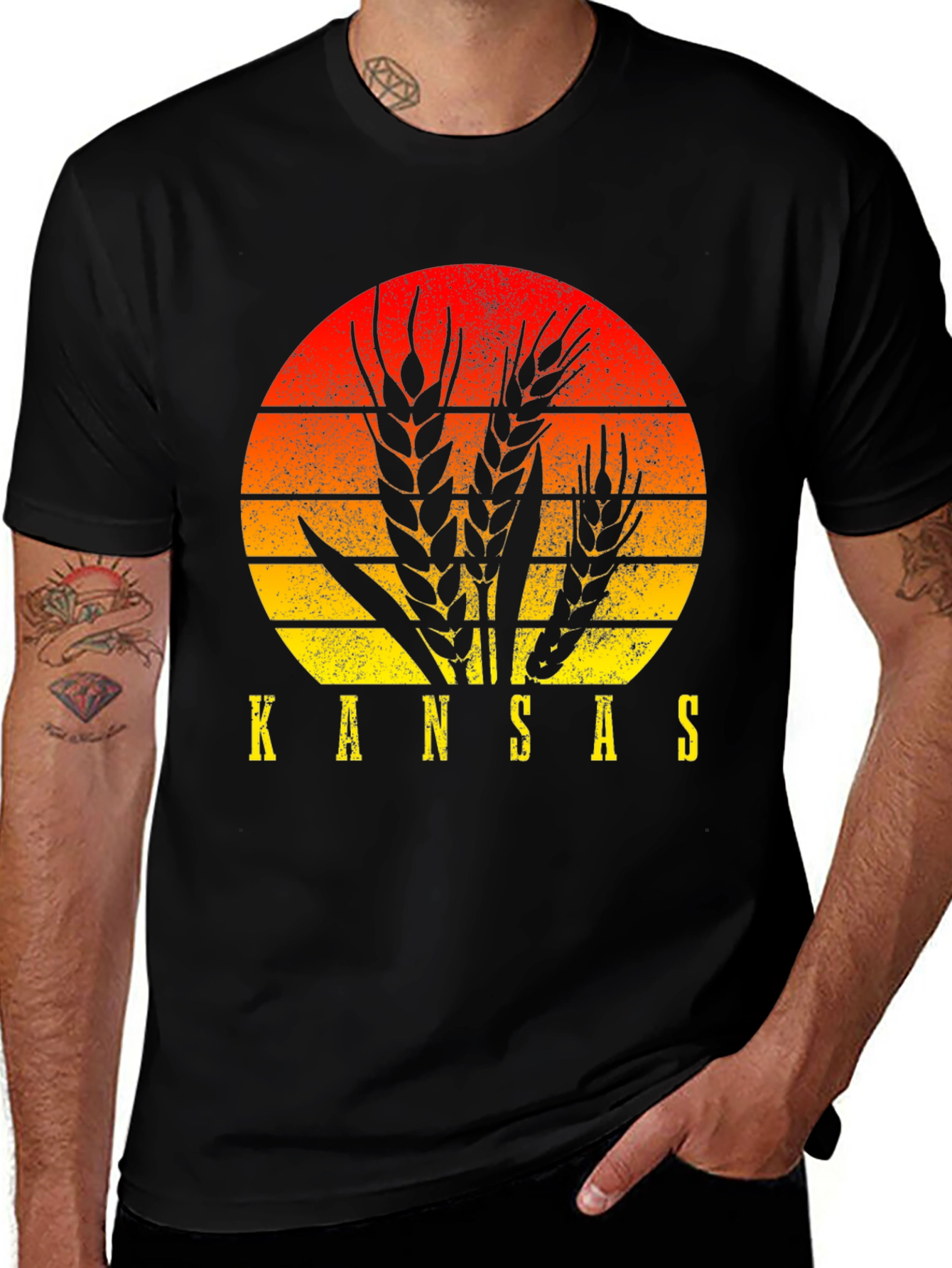 Kansas Wheat Sunset Graphic T-Shirt