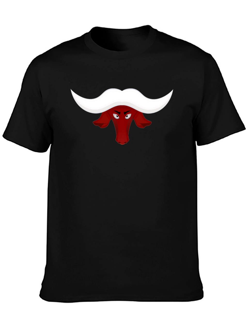Red Bull Head Cartoon Black T-Shirt