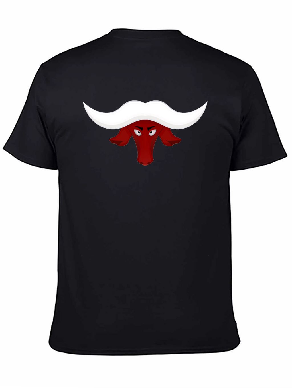 Red Bull Head Cartoon Black T-Shirt