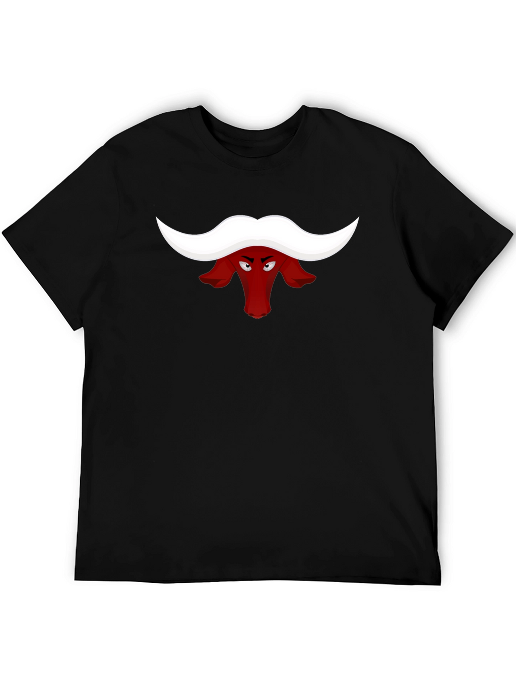 Red Bull Head Cartoon Black T-Shirt