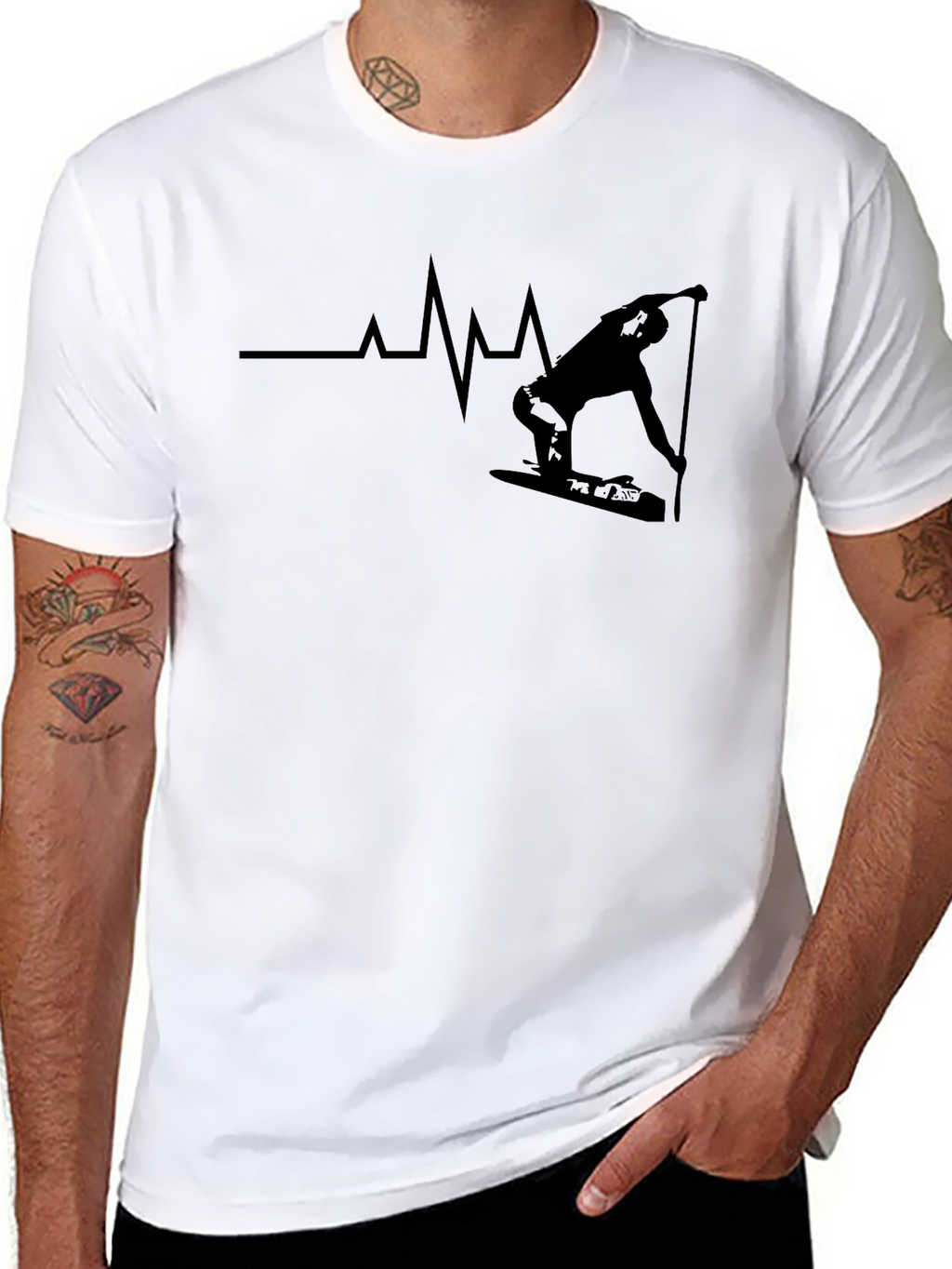 Wakeboard Heartbeat T-Shirt - Black Graphic Tee