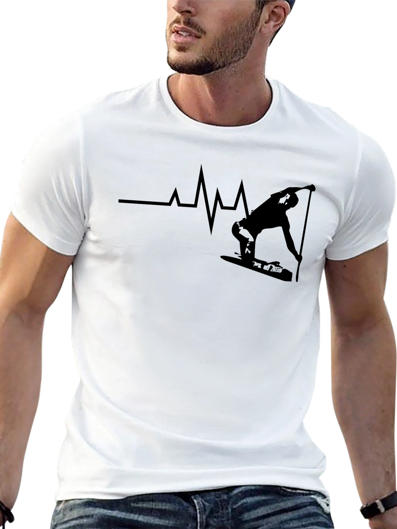 Wakeboard Heartbeat T-Shirt - Black Graphic Tee